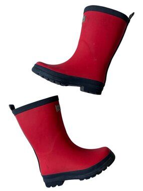 Hatley Kids Red Navy Rubber Rain Boots Size 12